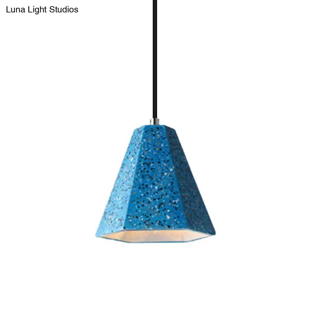 Geometric Cement Pendant Light - 1 Simplicity Hanging (Black/White/Yellow)