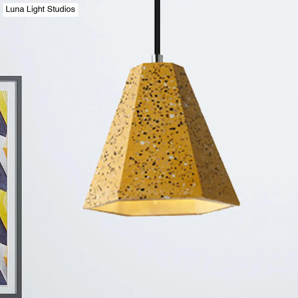 Geometric Cement Pendant Lighting - Simplicity Black/White/Yellow Hanging Light Yellow