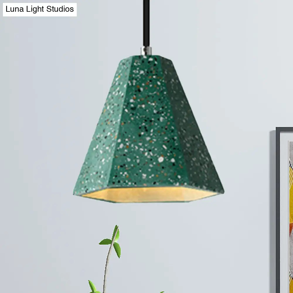 Geometric Cement Pendant Lighting - Simplicity Black/White/Yellow Hanging Light Green