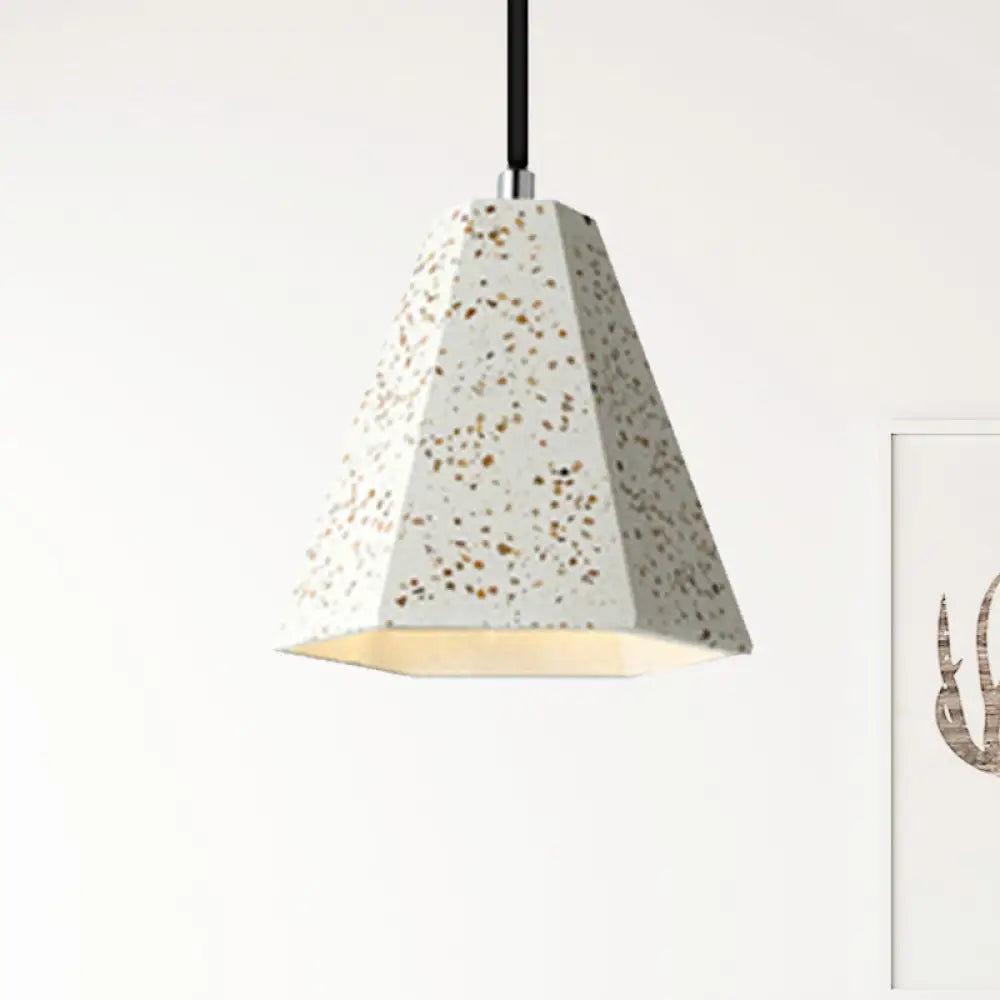 Geometric Cement Pendant Light - 1 Simplicity Hanging (Black/White/Yellow) White