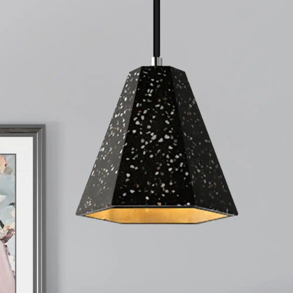 Geometric Cement Pendant Light - 1 Simplicity Hanging (Black/White/Yellow) Black