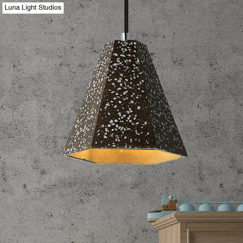 Geometric Cement Pendant Light - 1 Simplicity Hanging (Black/White/Yellow)