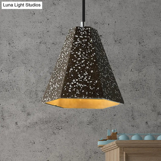 Geometric Cement Pendant Light - 1 Simplicity Hanging (Black/White/Yellow)