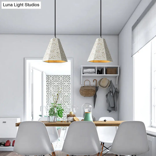 Geometric Cement Pendant Lighting - Simplicity Black/White/Yellow Hanging Light