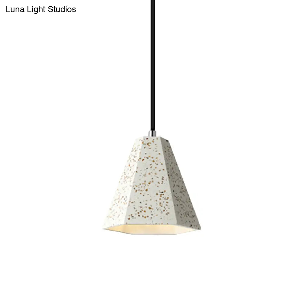 Geometric Cement Pendant Light - 1 Simplicity Hanging (Black/White/Yellow)