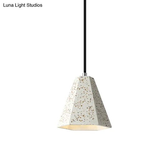 Geometric Cement Pendant Light - 1 Simplicity Hanging (Black/White/Yellow)