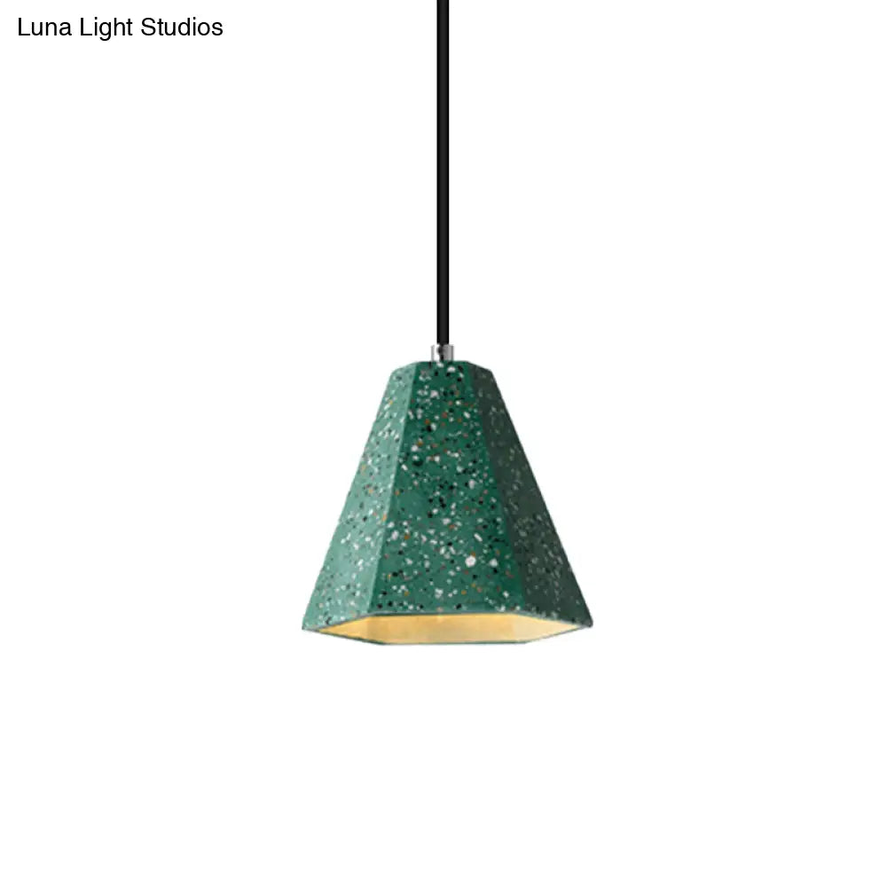 Geometric Cement Pendant Light - 1 Simplicity Hanging (Black/White/Yellow)