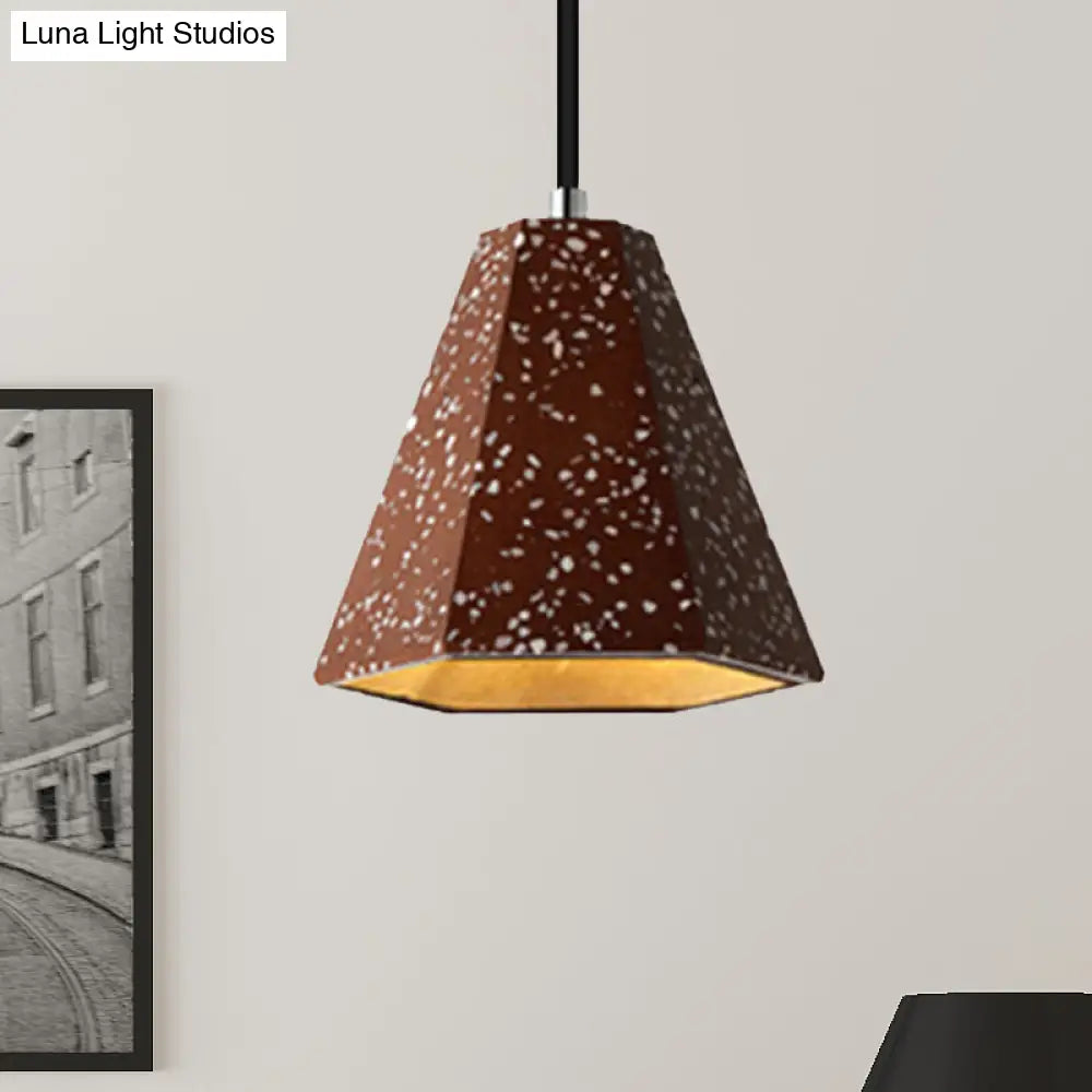 Geometric Cement Pendant Lighting - Simplicity Black/White/Yellow Hanging Light Red