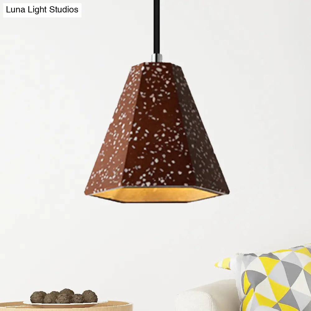 Geometric Cement Pendant Lighting - Simplicity Black/White/Yellow Hanging Light