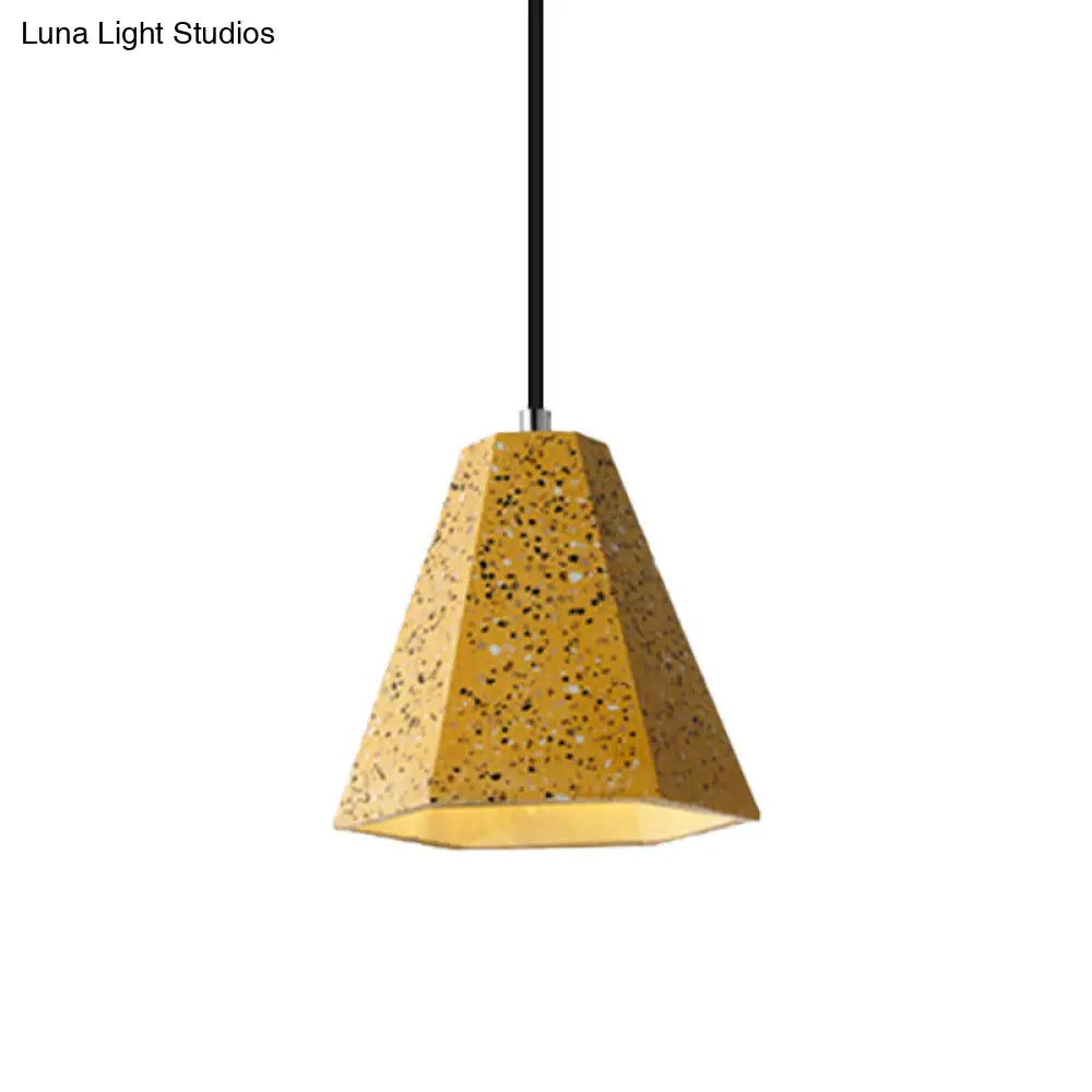 Geometric Cement Pendant Lighting - Simplicity Black/White/Yellow Hanging Light