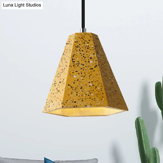 Geometric Cement Pendant Lighting - Simplicity Black/White/Yellow Hanging Light