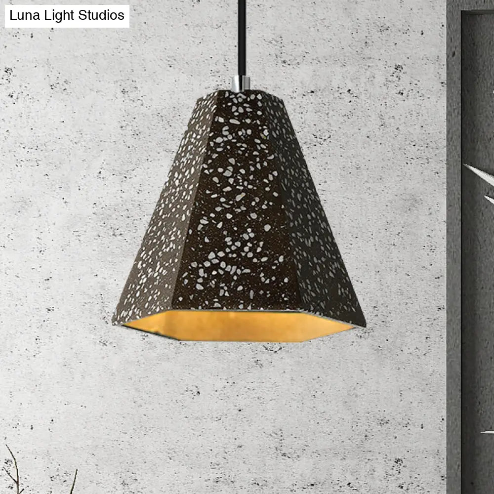 Geometric Cement Pendant Lighting - Simplicity Black/White/Yellow Hanging Light Brown