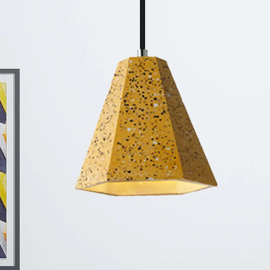 Geometric Cement Pendant Light - 1 Simplicity Hanging (Black/White/Yellow) Yellow