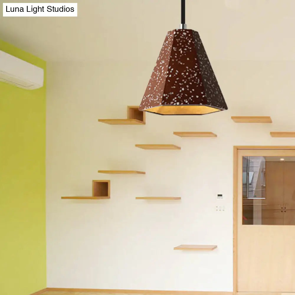 Geometric Cement Pendant Light - 1 Simplicity Hanging (Black/White/Yellow)