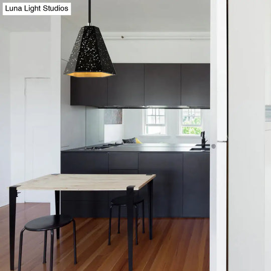 Geometric Cement Pendant Lighting - Simplicity Black/White/Yellow Hanging Light