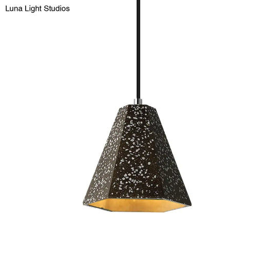 Geometric Cement Pendant Lighting - Simplicity Black/White/Yellow Hanging Light