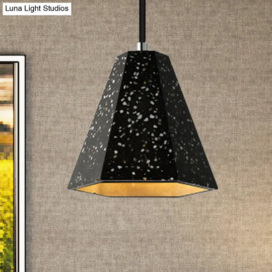 Geometric Cement Pendant Lighting - Simplicity Black/White/Yellow Hanging Light