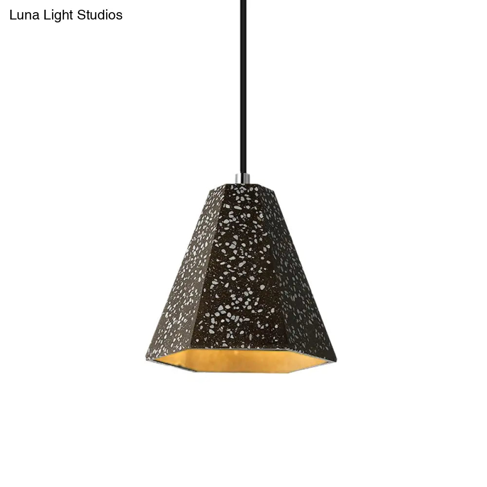 Geometric Cement Pendant Light - 1 Simplicity Hanging (Black/White/Yellow)