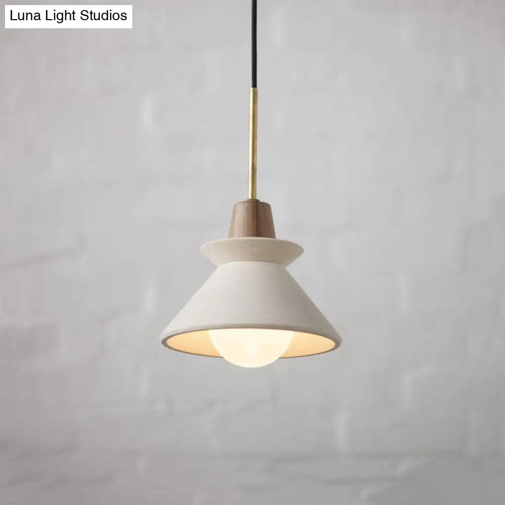 Modern Geometric Suspension Pendant Light For Dining Room - Single Cement Fixture