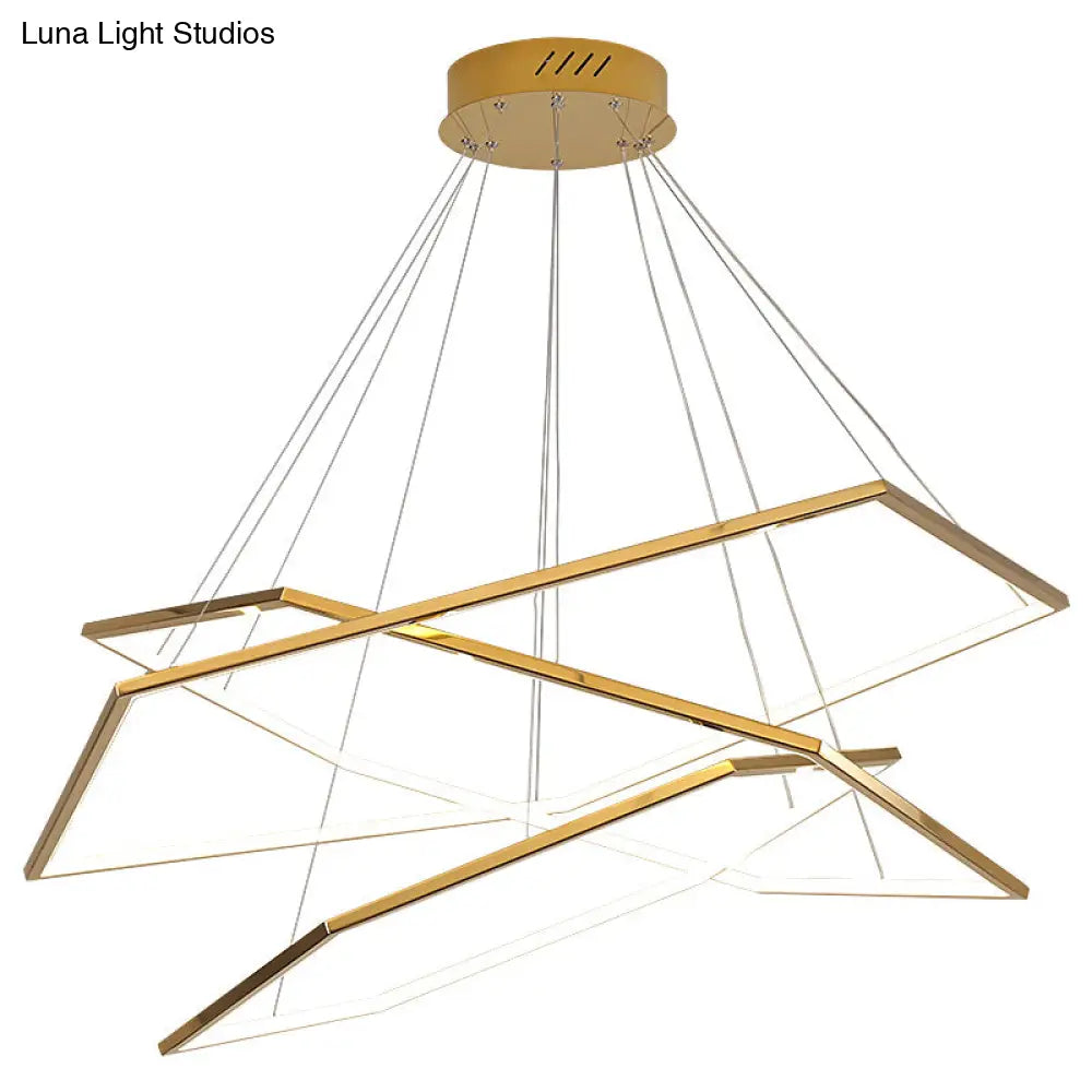 Geometric Chandelier: Ultra-Modern Metallic Lighting Fixture For Living Room