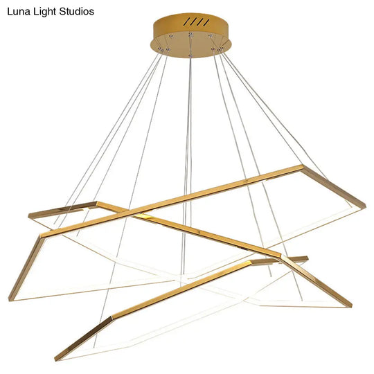 Geometric Chandelier: Ultra-Modern Metallic Lighting Fixture For Living Room