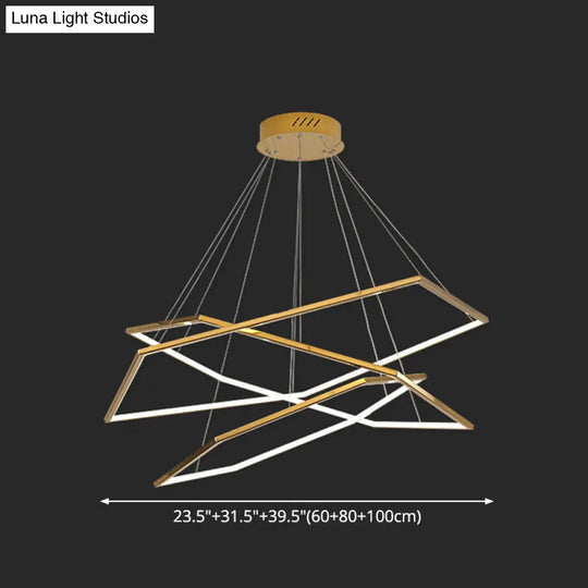 Geometric Chandelier: Ultra-Modern Metallic Lighting Fixture For Living Room