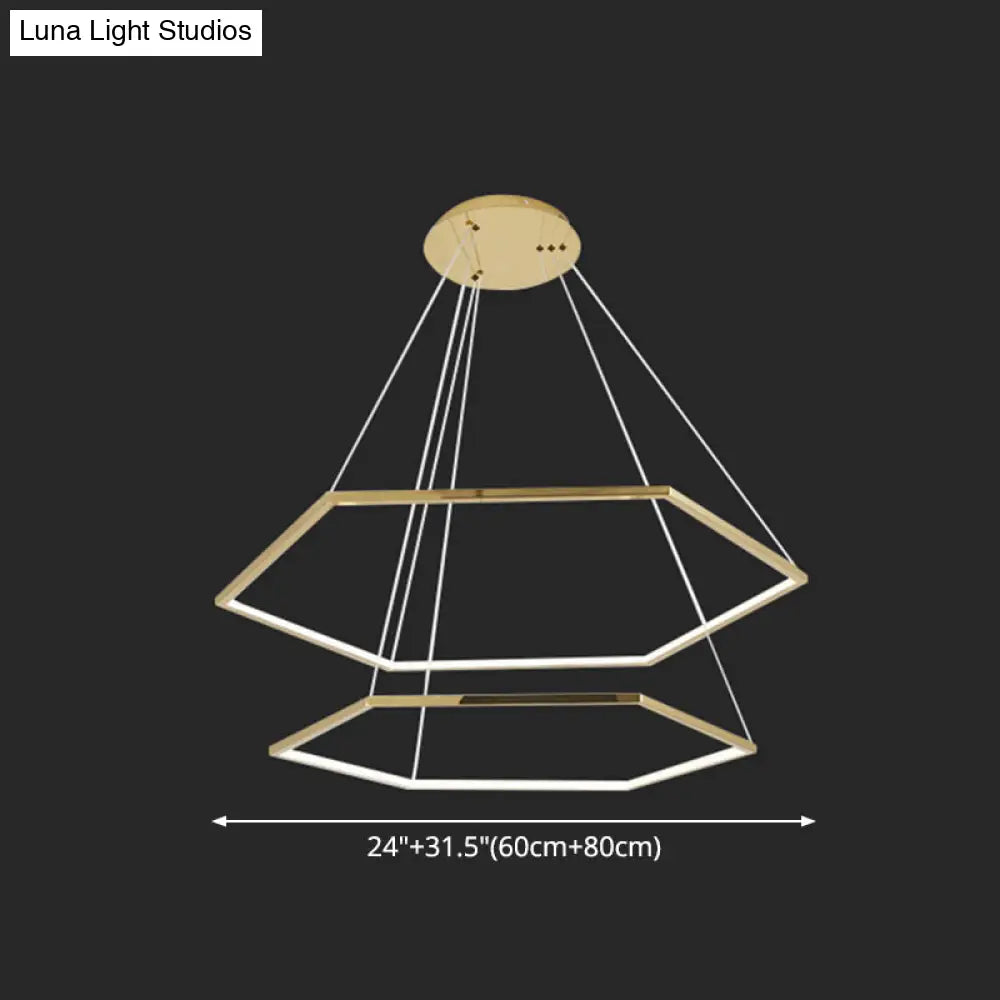 Geometric Chandelier: Ultra-Modern Metallic Lighting Fixture For Living Room