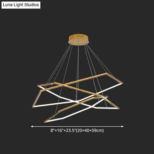 Geometric Chandelier: Ultra-Modern Metallic Lighting Fixture For Living Room