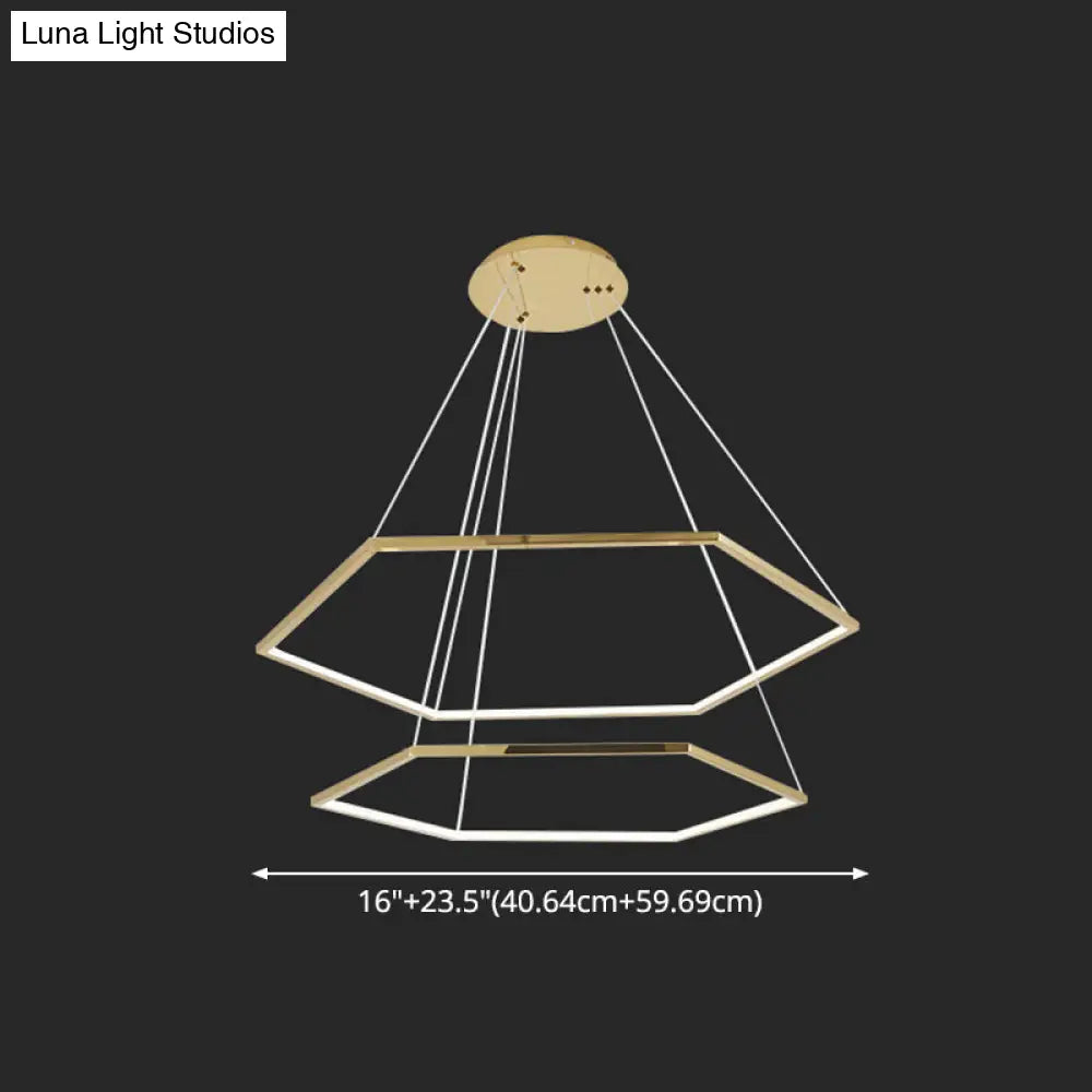 Geometric Chandelier: Ultra-Modern Metallic Lighting Fixture For Living Room