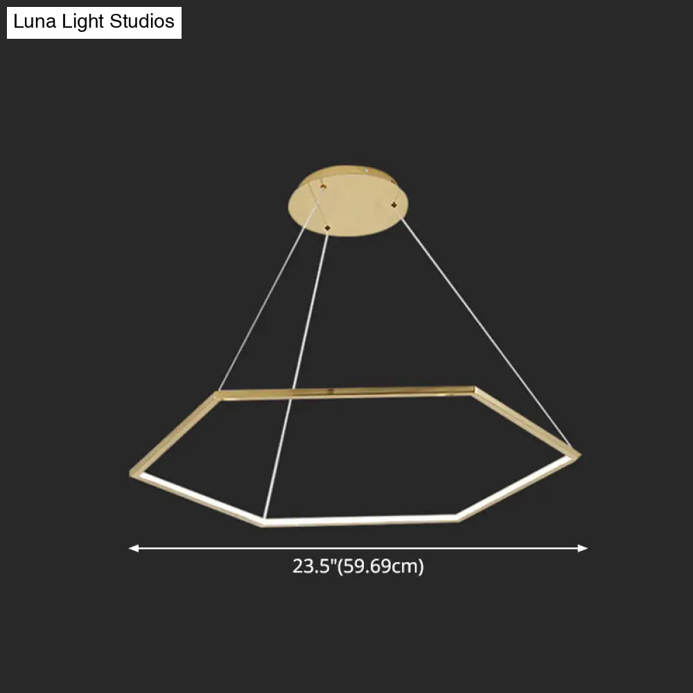 Geometric Chandelier: Ultra-Modern Metallic Lighting Fixture For Living Room