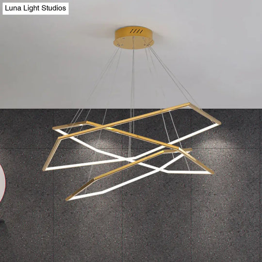 Geometric Chandelier: Ultra-Modern Metallic Lighting Fixture For Living Room