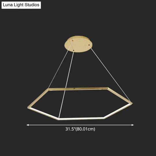 Geometric Chandelier: Ultra-Modern Metallic Lighting Fixture For Living Room