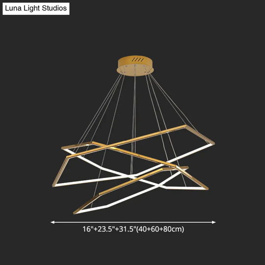 Geometric Chandelier: Ultra-Modern Metallic Lighting Fixture For Living Room