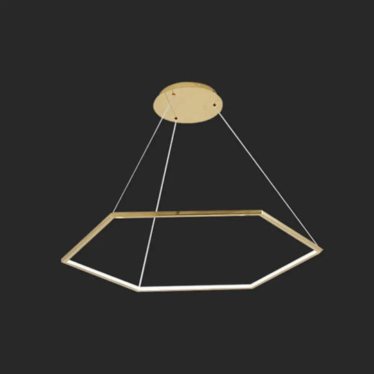 Geometric Chandelier: Ultra-Modern Metallic Lighting Fixture For Living Room Gold / 39.5 Natural