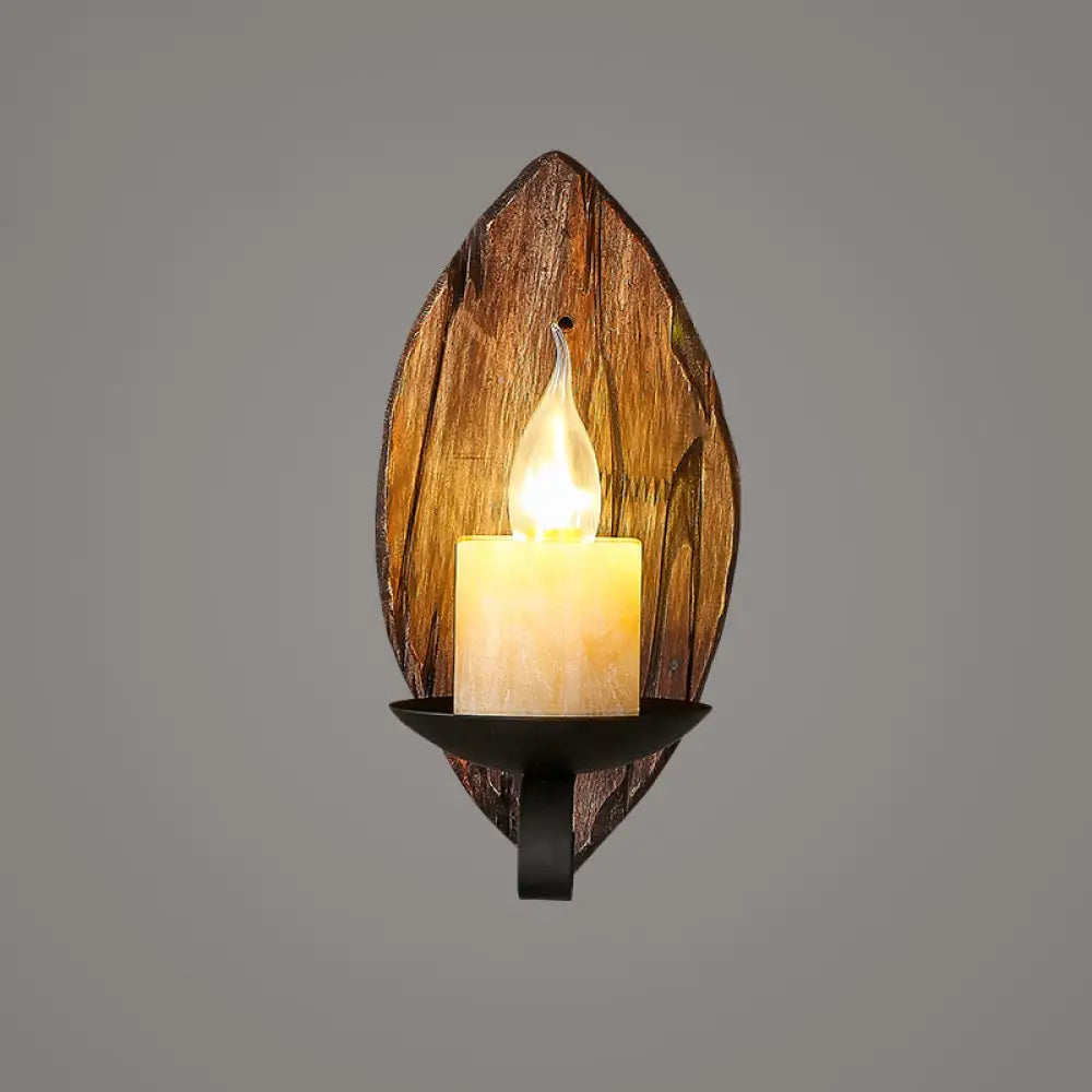 Geometric Country Style Wooden Wall Sconce - Brown Light Fixture For Corridor / Bamboo