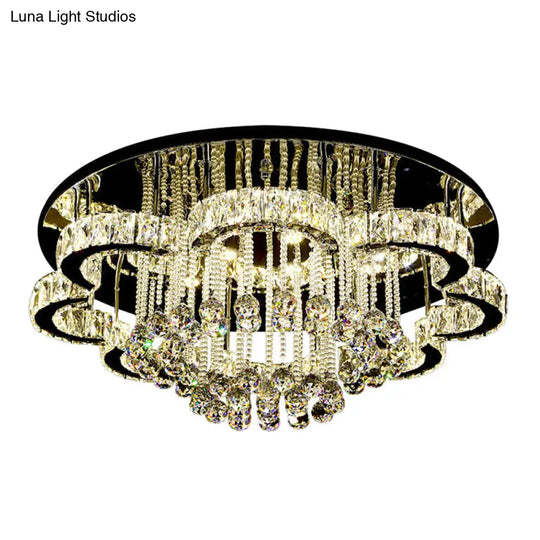 Geometric Crystal Flush Mount Light: Artistic Led Semi Ceiling Fixture With Stainless-Steel Accents