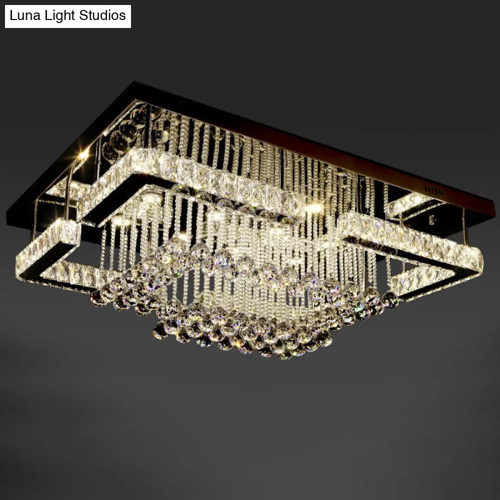 Geometric Crystal Flush Mount Light: Artistic Led Semi Ceiling Fixture With Stainless-Steel Accents