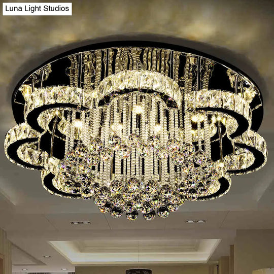 Geometric Crystal Flush Mount Light: Artistic Led Semi Ceiling Fixture With Stainless-Steel Accents