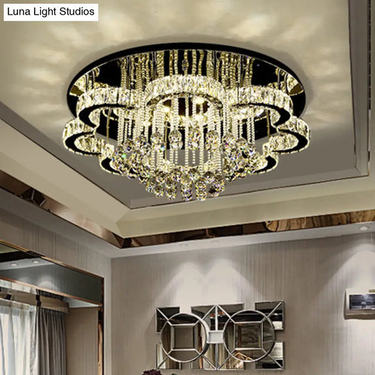 Geometric Crystal Flush Mount Light: Artistic Led Semi Ceiling Fixture With Stainless-Steel Accents