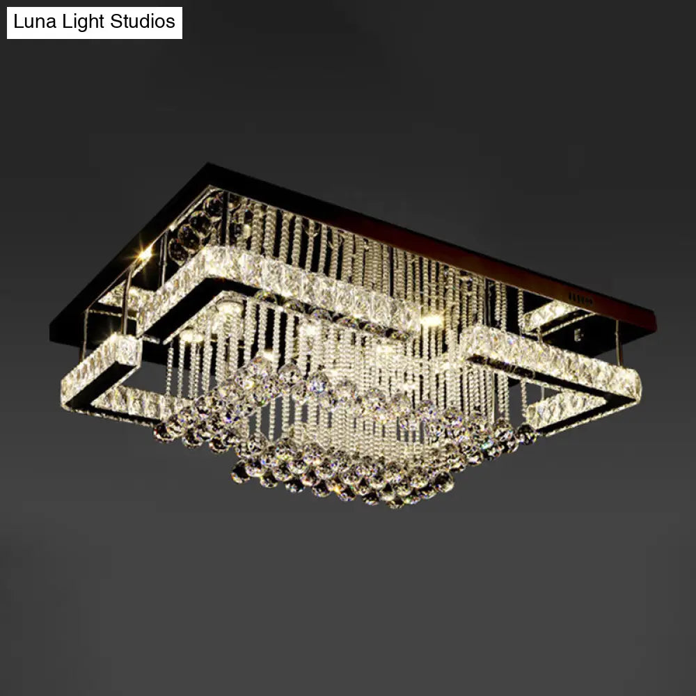 Geometric Crystal Flush Mount Light: Artistic Led Semi Ceiling Fixture With Stainless-Steel Accents