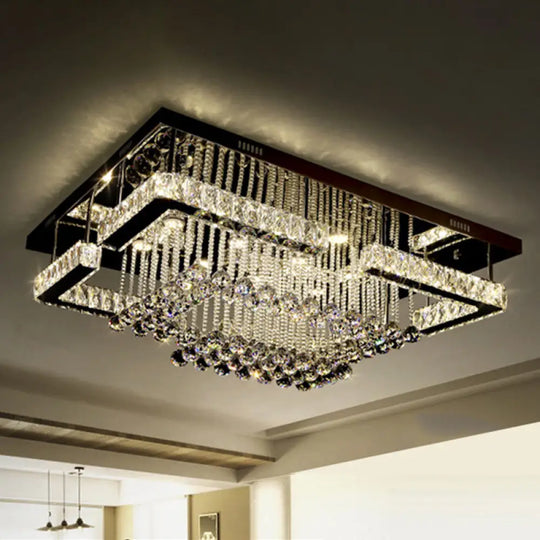 Geometric Crystal Flush Mount Light: Artistic Led Semi Ceiling Fixture With Stainless-Steel Accents