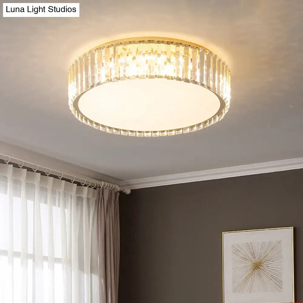 Geometric Crystal Led Flushmount Ceiling Light With Simple Champagne Style