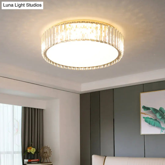 Geometric Crystal Led Flushmount Ceiling Light With Simple Champagne Style