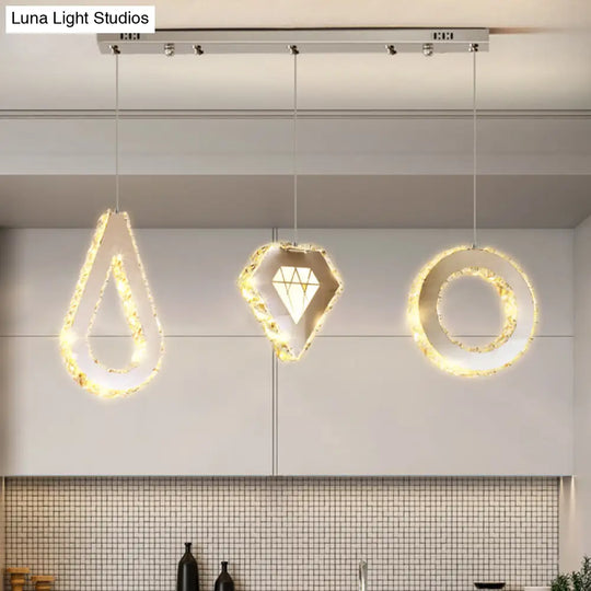 Modern Geometric Multi-Light Pendant With K9 Crystal And Led In Stainless-Steel For Dining Room 3 /