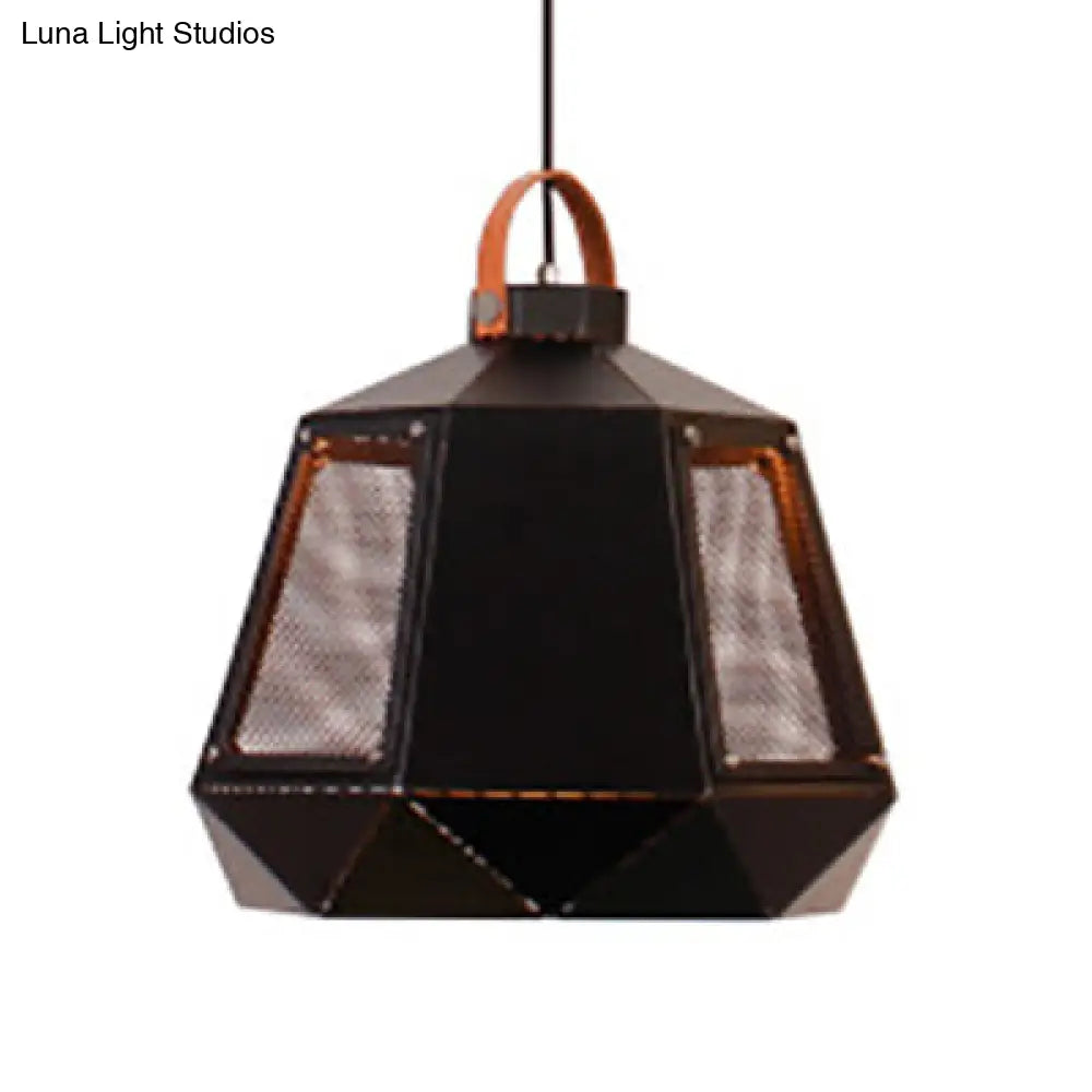 Geometric Hanging Light Industrial Loft Metal Pendant Lamp - 1 Head 8/10/14 Width White/Black