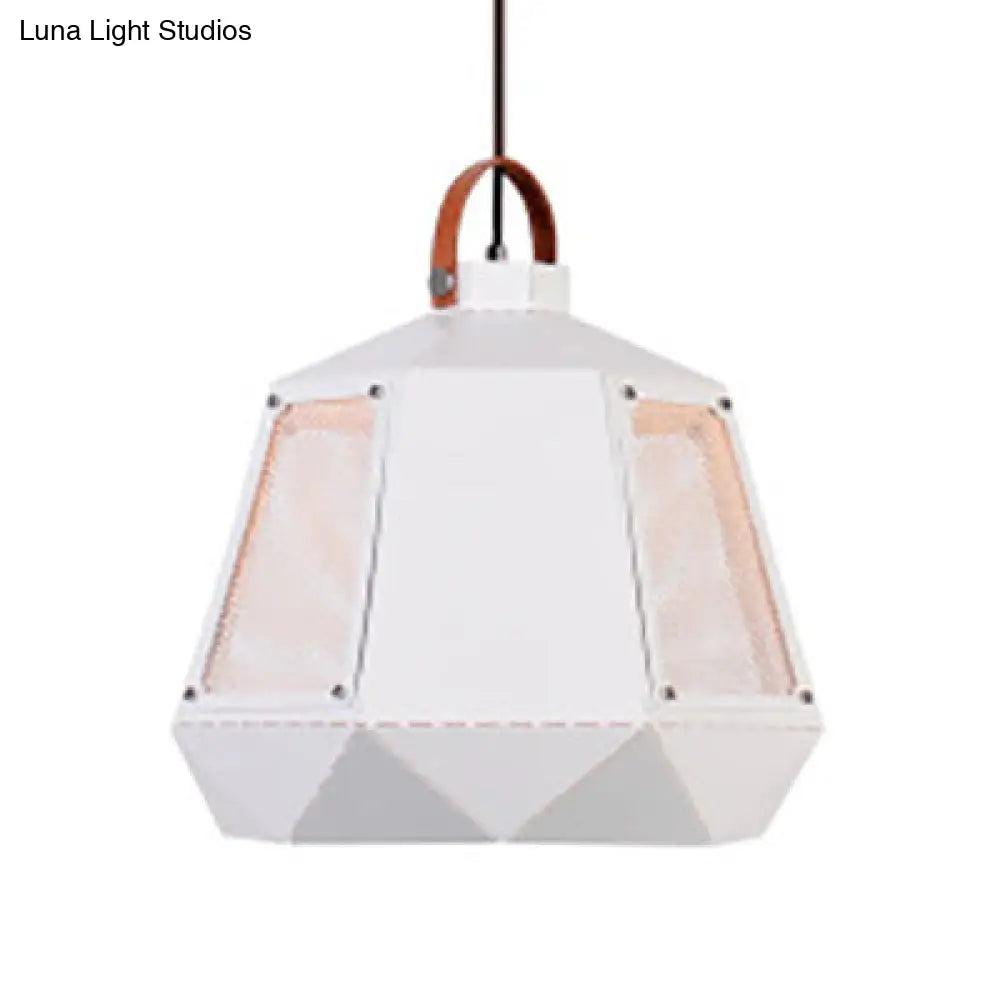 Geometric Hanging Light Industrial Loft Metal Pendant Lamp - 1 Head 8/10/14 Width White/Black