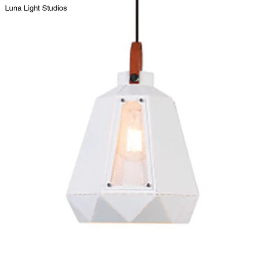 Geometric Hanging Light Industrial Loft Metal Pendant Lamp - 1 Head 8/10/14 Width White/Black