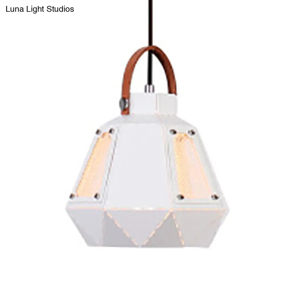 Geometric Hanging Light Industrial Loft Metal Pendant Lamp - 1 Head 8/10/14 Width White/Black