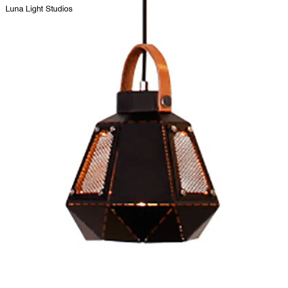 Geometric Hanging Light Industrial Loft Metal Pendant Lamp - 1 Head 8/10/14 Width White/Black