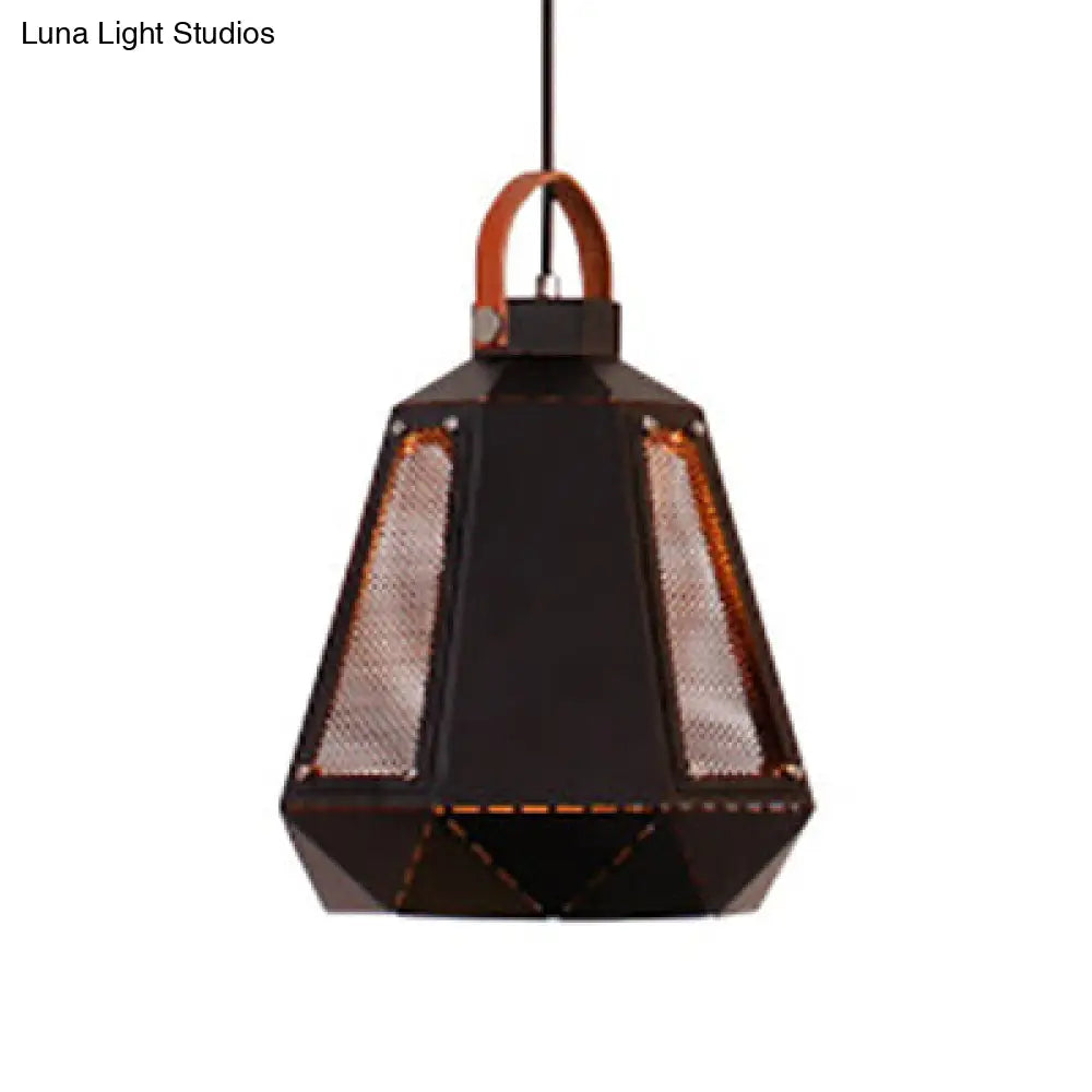 Geometric Hanging Light Industrial Loft Metal Pendant Lamp - 1 Head 8/10/14 Width White/Black